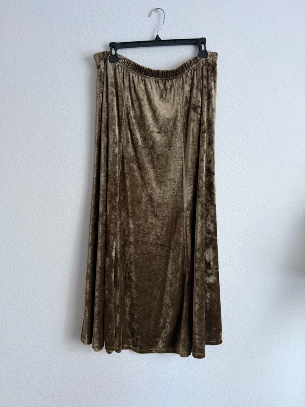 Vintage Olive Brown Velvet Maxi Skirt